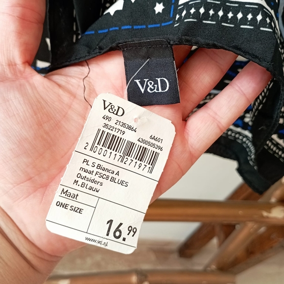 Floral Blue and White New Silky Scarf - Picture 5 of 9